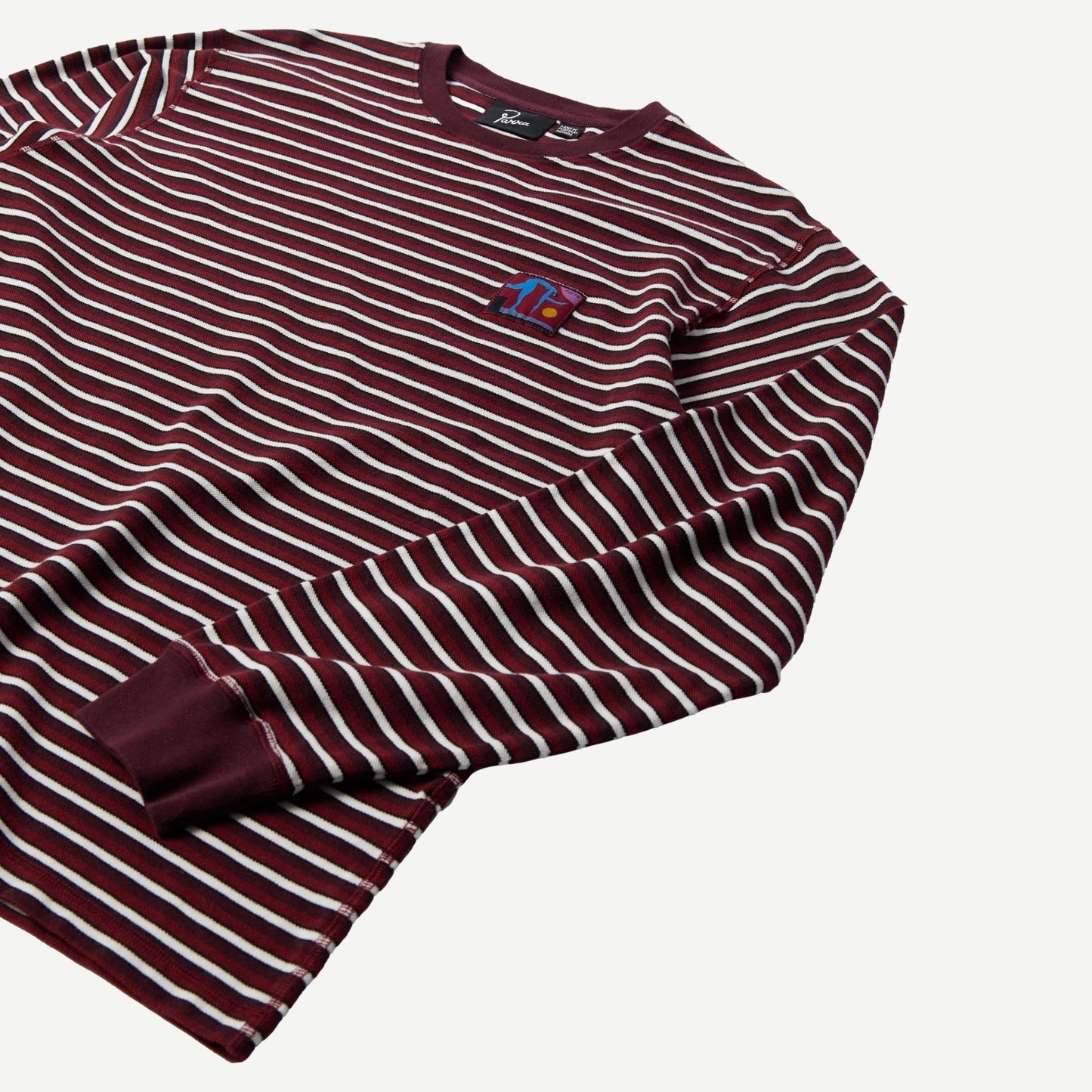 Tripped Stripes Pique Long Sleeve - Dark Red
