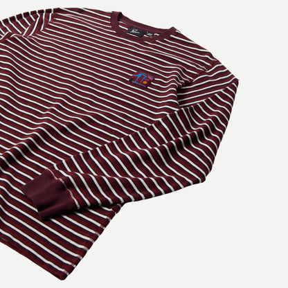 Tripped Stripes Pique Long Sleeve - Dark Red
