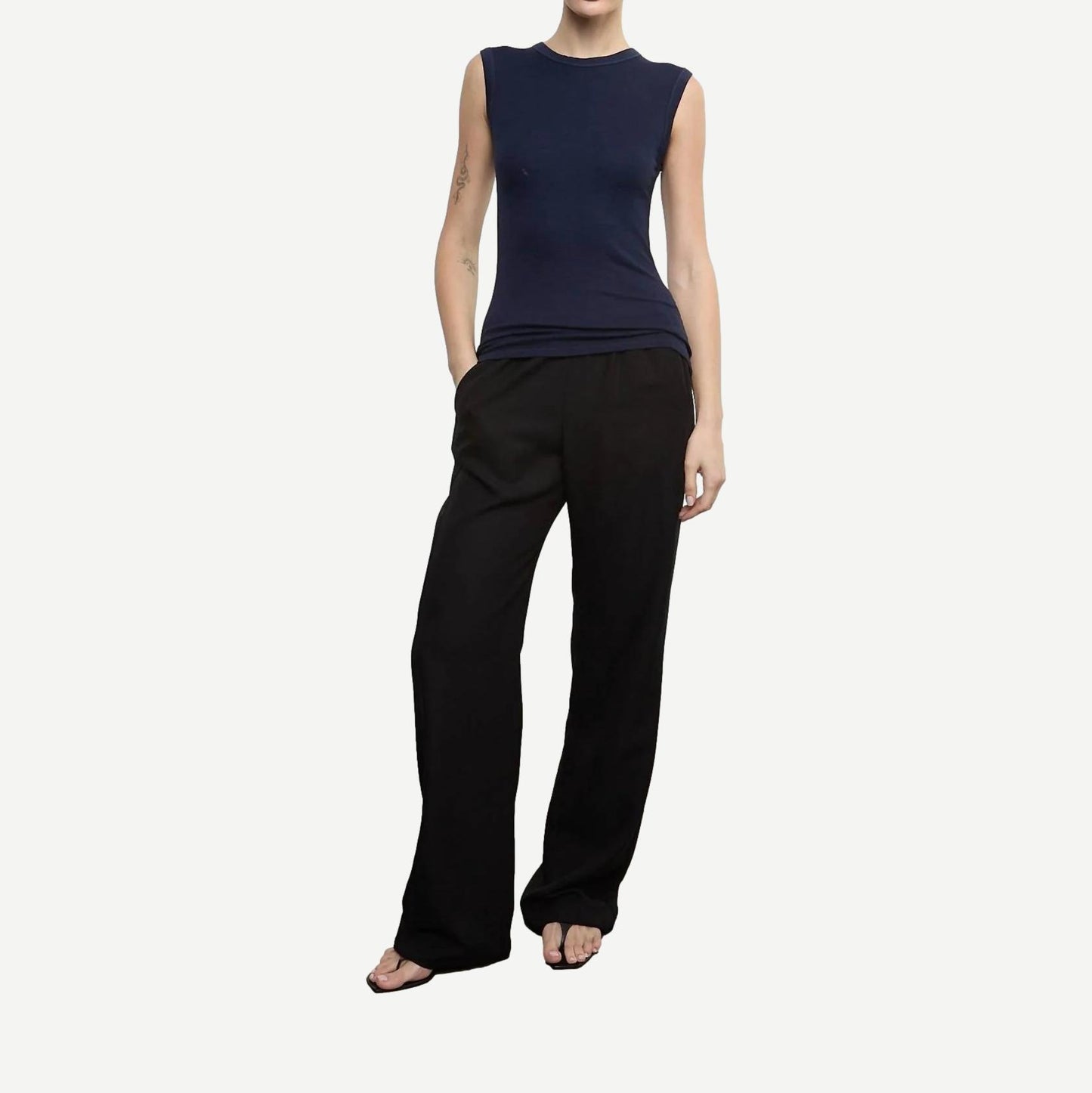 Silk Knit Sleeveless Crew - Indigo - Galvanic.co