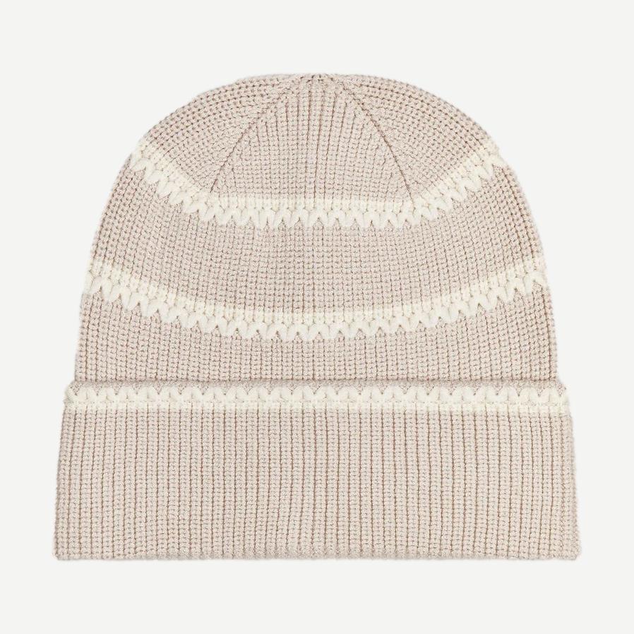 Ronan Stitch Stripe Beanie - Silver Birch