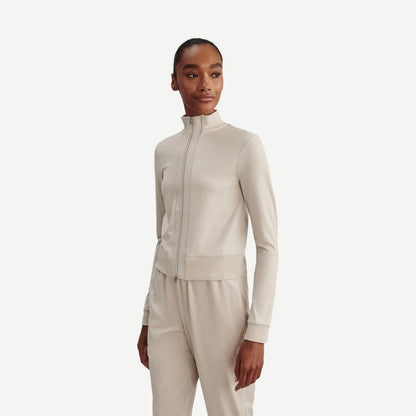 Rufus Cropped Zip Through - Pebble Marl