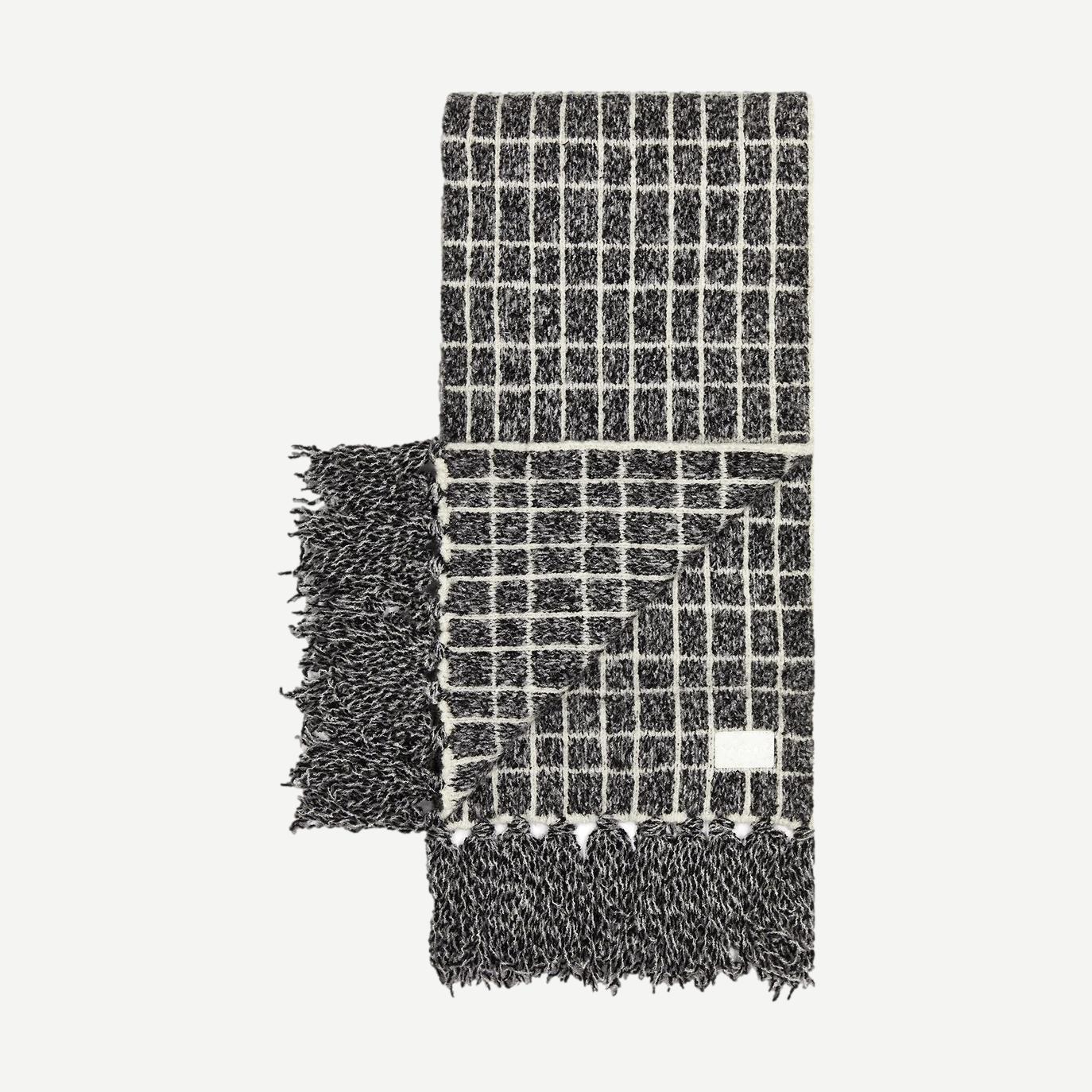 Lindsey Check Knit Scarf - Charcoal Marl