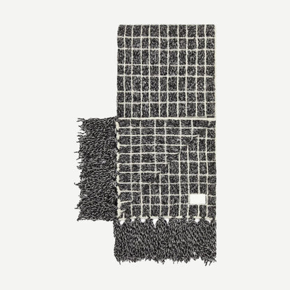 Lindsey Check Knit Scarf - Charcoal Marl