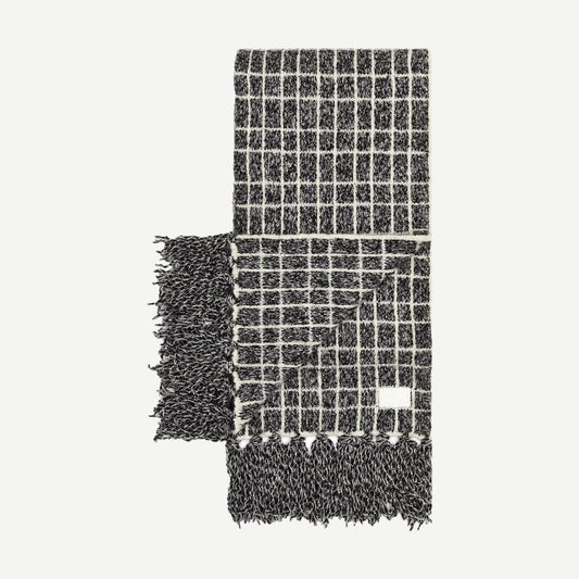 Lindsey Check Knit Scarf - Charcoal Marl