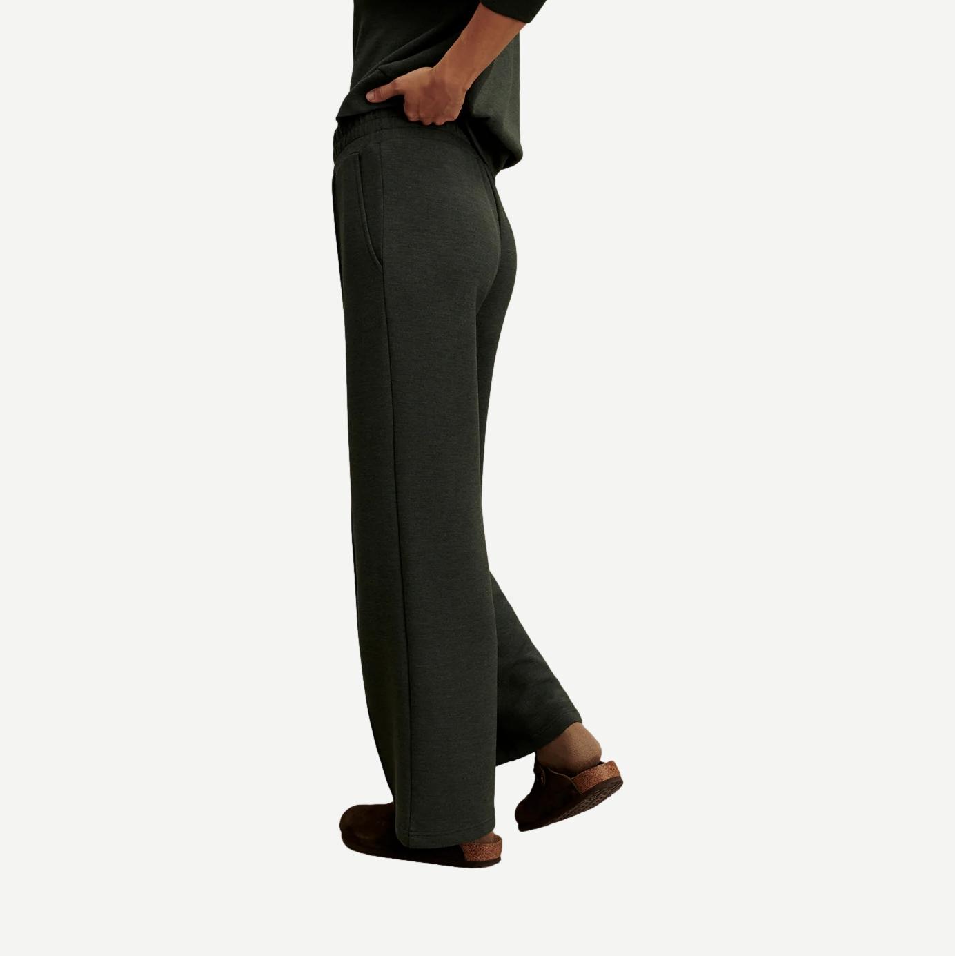 The Wide Leg Pant - Olive Marl