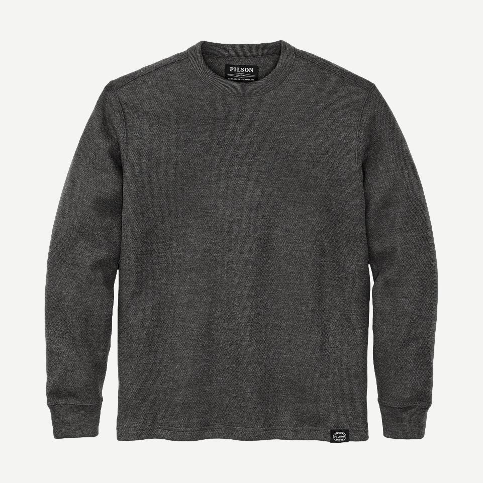 Waffle Knit Thermal Crewneck - Charcoal