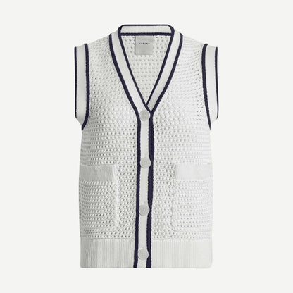 Leilani V-Neck Tank - White/Blue Nights