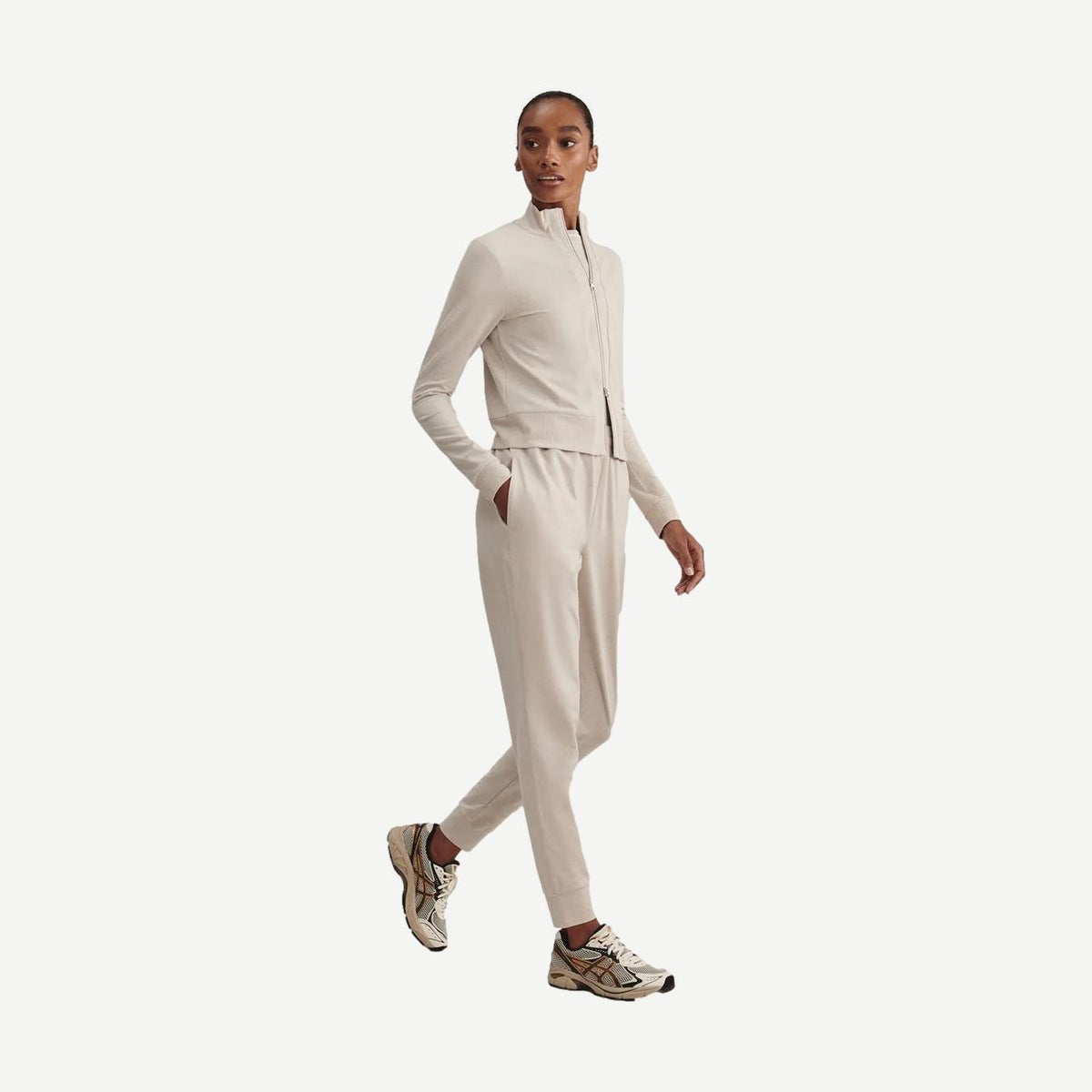 Rufus Cropped Zip Through - Pebble Marl
