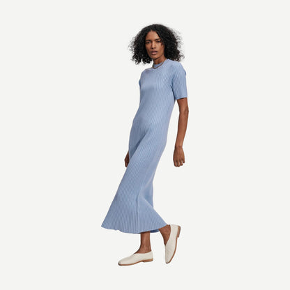 Maeve Rib Knit Midi Dress - Ashley Blue - Galvanic.co