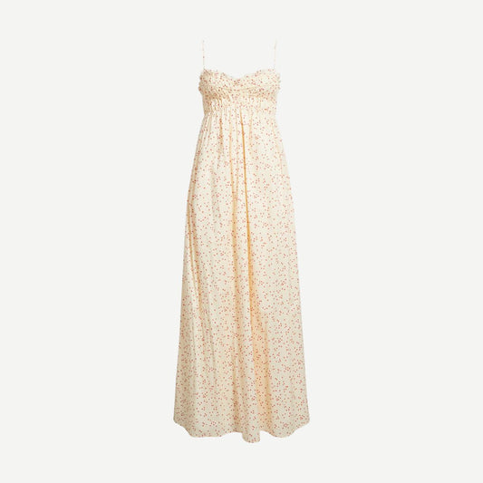 Faithfull The Brand Presa Maxi Dress in Linnea Dot Panna with flowing fabric and a stylish maxi length, perfect for summer wear.