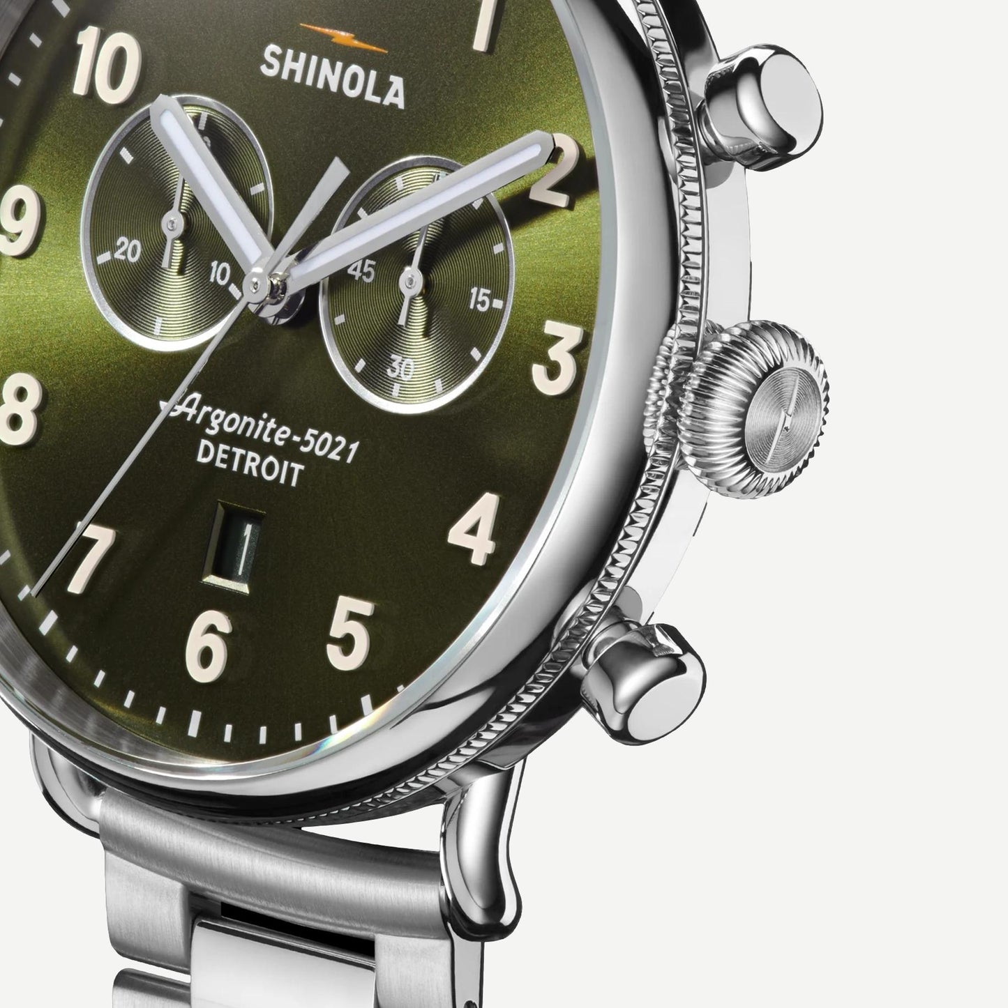 Canfield 2 Eye Chrono 43mm Silver - Dark Olive