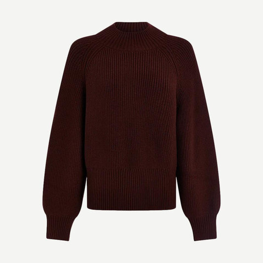 Martina High Neck Rib Knit - Chocolate