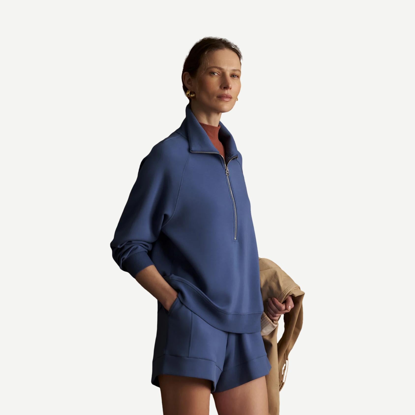 Selene Half Zip Sweat - Bijou Blue - Galvanic.co