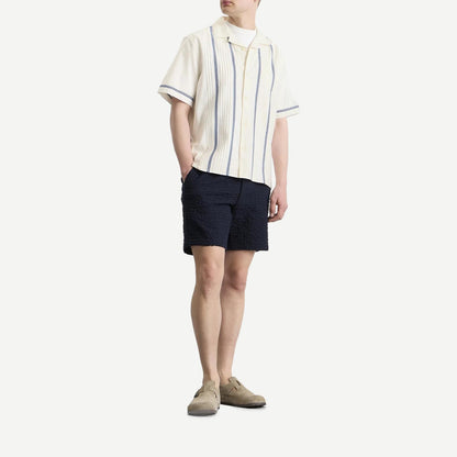 Didcot SS Shirt - Pintuck - Ecru/Blue - Galvanic.co