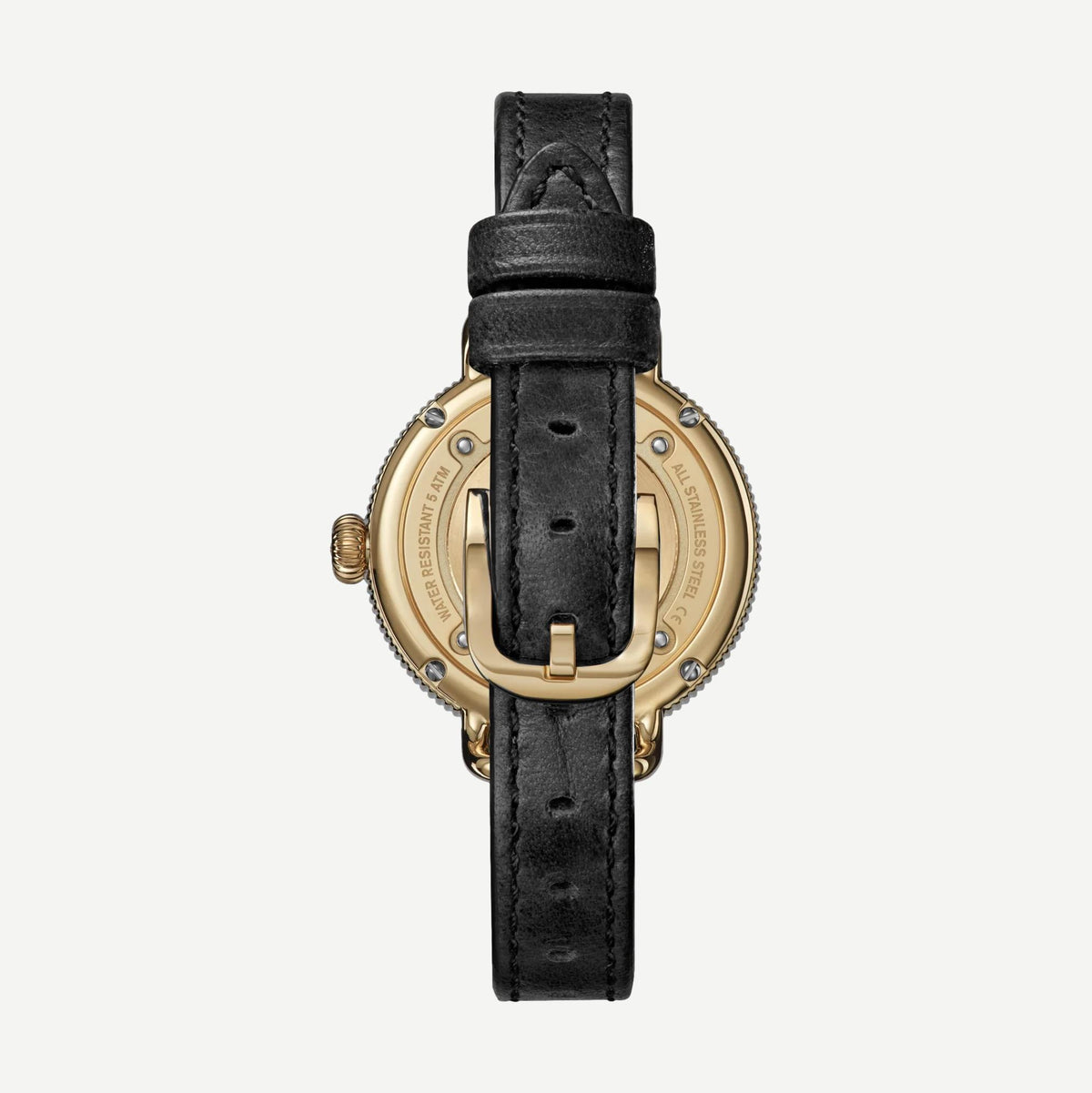 Shinola Birdy 3HD 31mm watch with a black dial and black leather strap