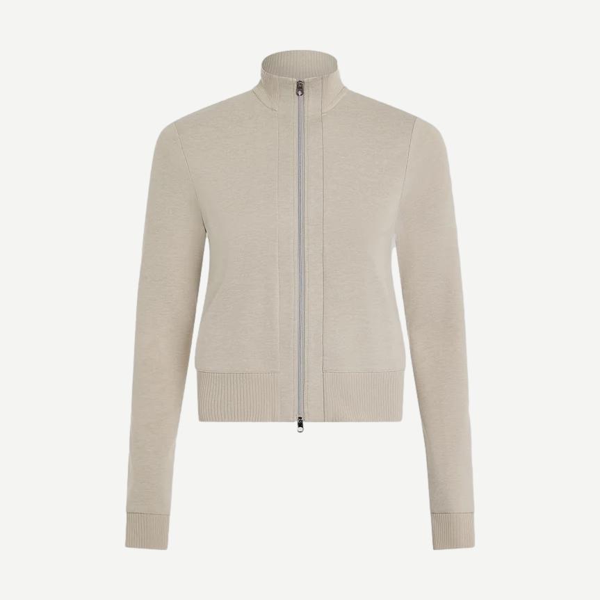 Rufus Cropped Zip Through - Pebble Marl