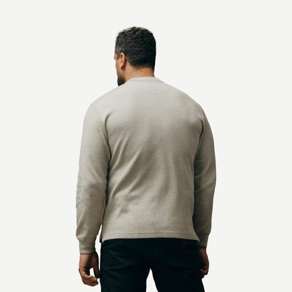 Waffle Knit Thermal Crewneck - Light Heather Grey