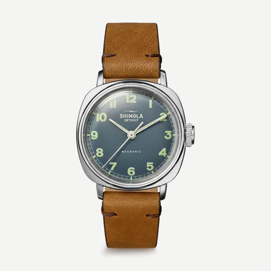 Mechanic 3H 39mm British Tan - Steel Blue