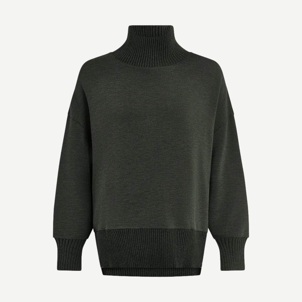 Barker High Neck Sweater - Olive Marl