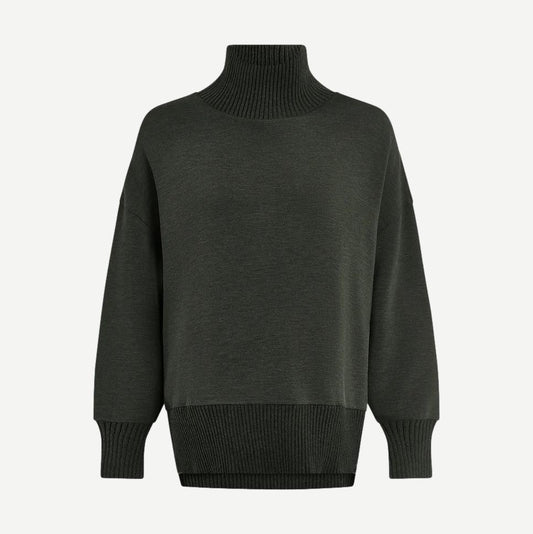 Barker High Neck Sweater - Olive Marl