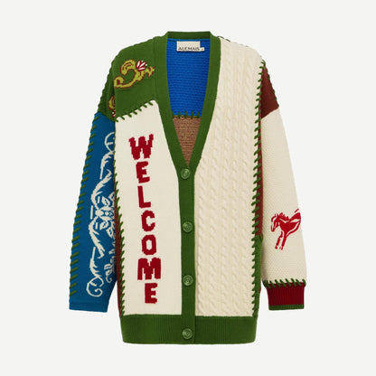Lasso Patchwork Knit Cardigan - Multi