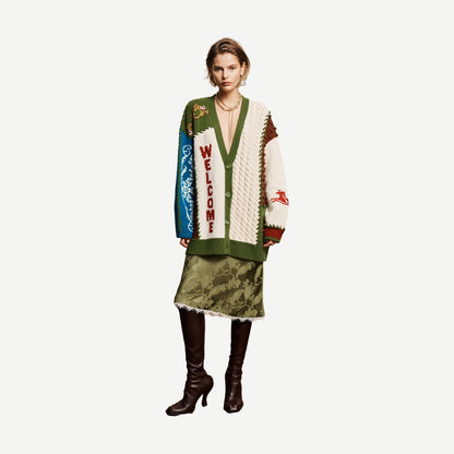 Lasso Patchwork Knit Cardigan - Multi