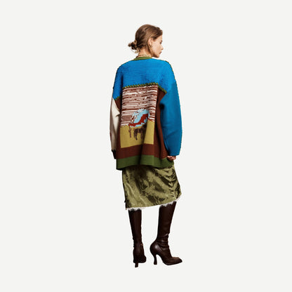 Lasso Patchwork Knit Cardigan - Multi
