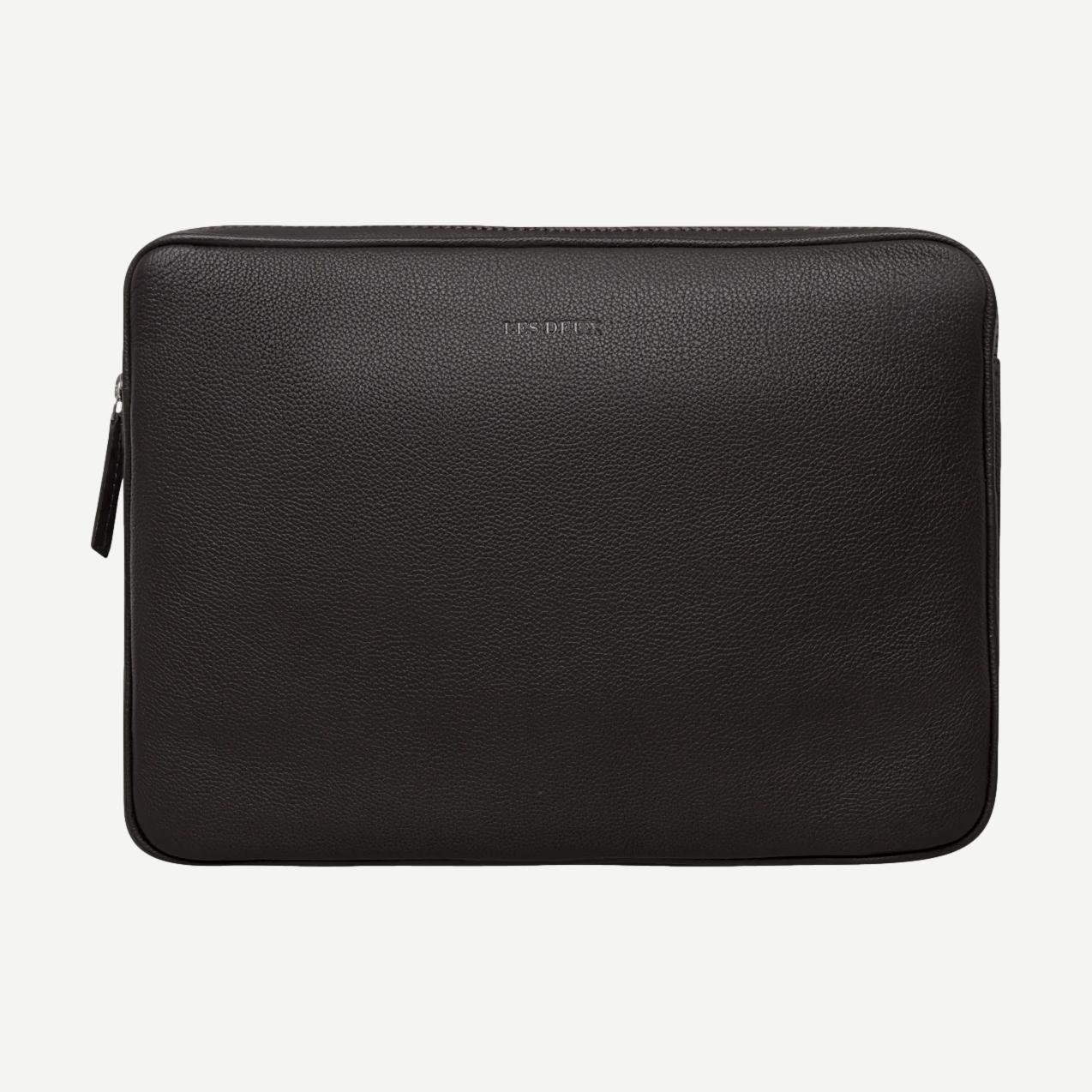 Leather Laptop Sleeve - Black/Black