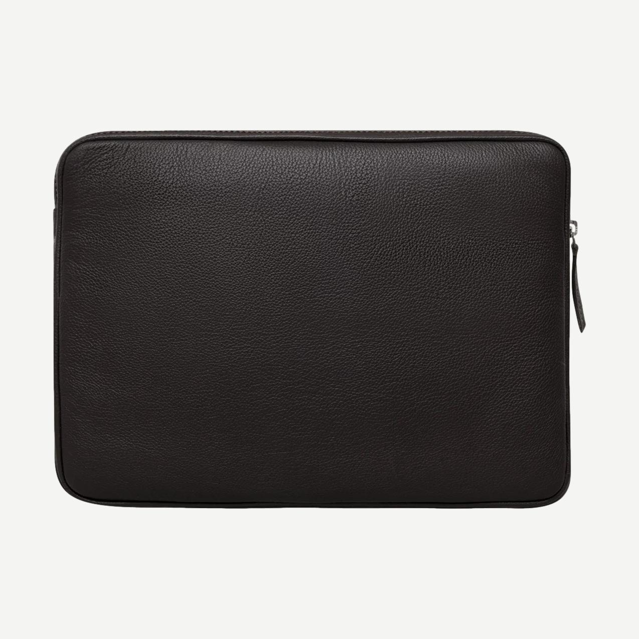 Leather Laptop Sleeve - Black/Black