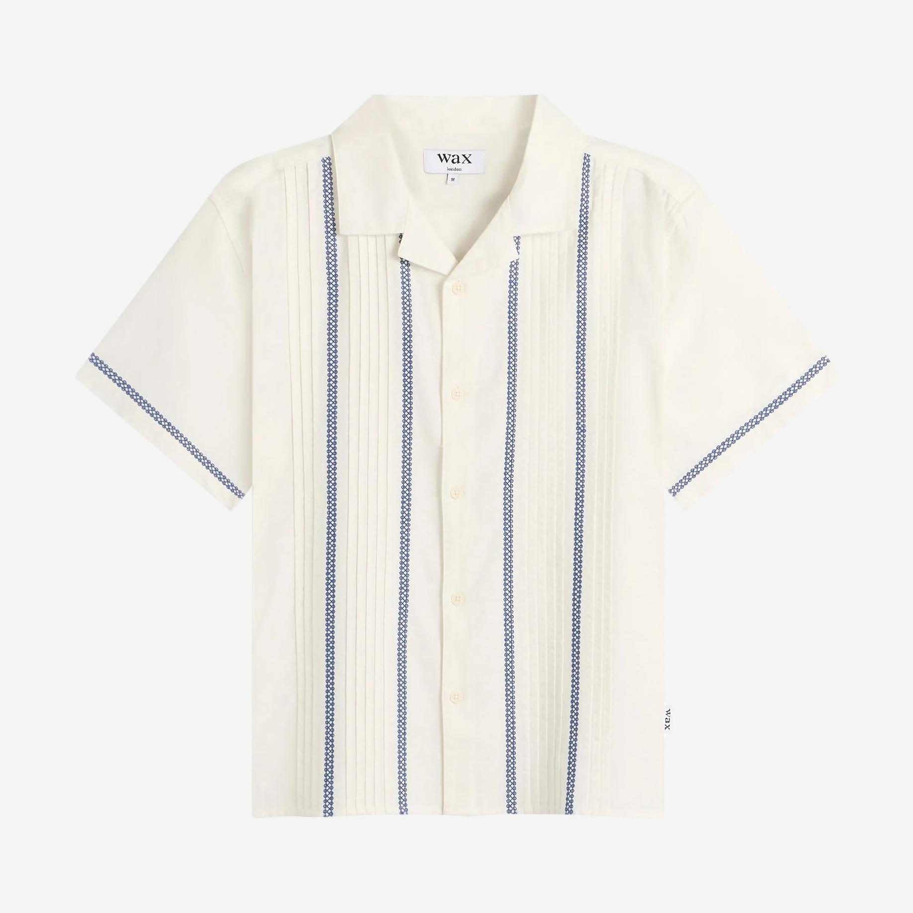 Didcot SS Shirt - Pintuck - Ecru/Blue - Galvanic.co
