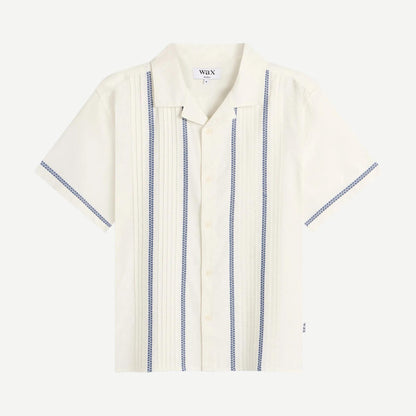 Didcot SS Shirt - Pintuck - Ecru/Blue - Galvanic.co