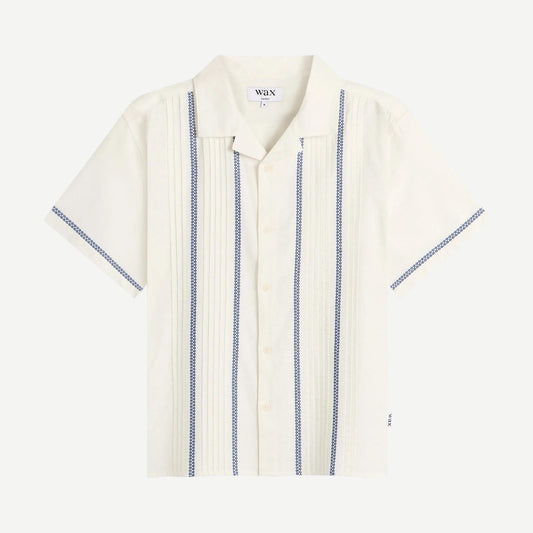 Didcot SS Shirt - Pintuck - Ecru/Blue - Galvanic.co