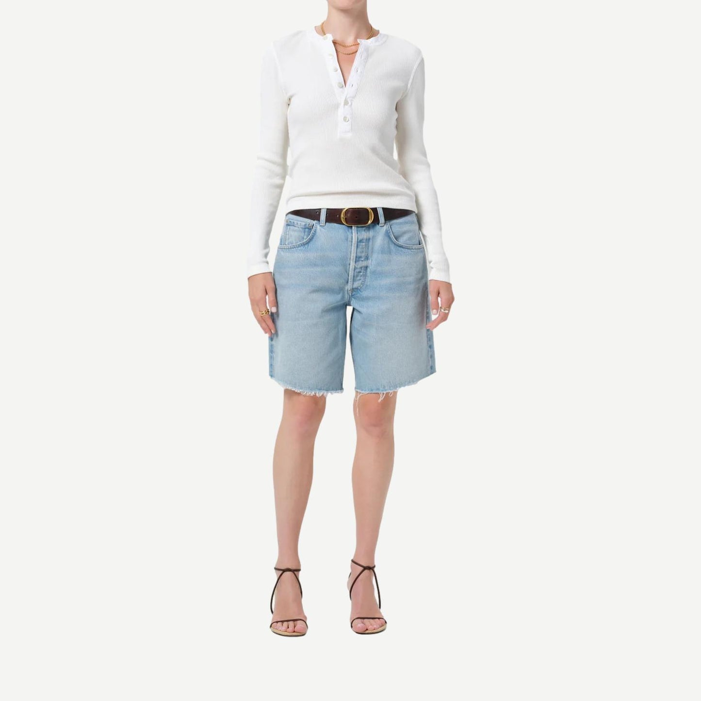 Drea Waffle Henley Pashmina - Off White - Galvanic.co