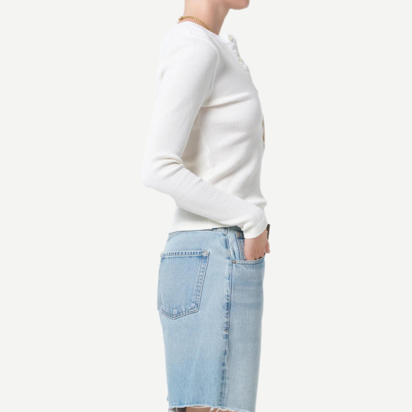 Drea Waffle Henley Pashmina - Off White - Galvanic.co