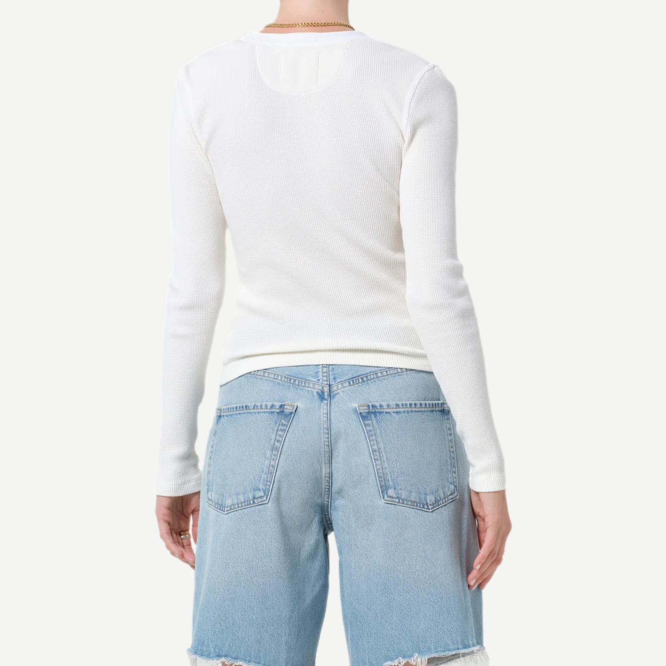 Drea Waffle Henley Pashmina - Off White - Galvanic.co