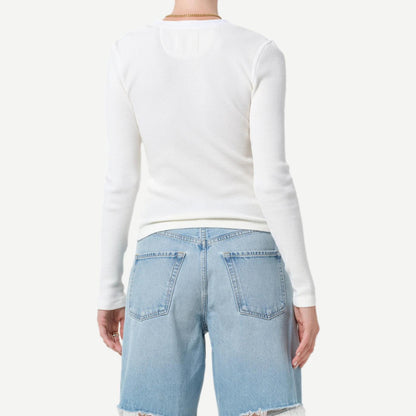 Drea Waffle Henley Pashmina - Off White - Galvanic.co