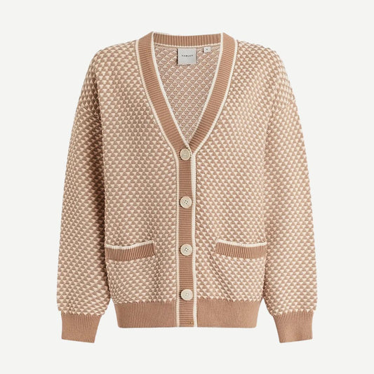 Tarran Stitch Knit Cardigan - Light Taupe - Galvanic.co