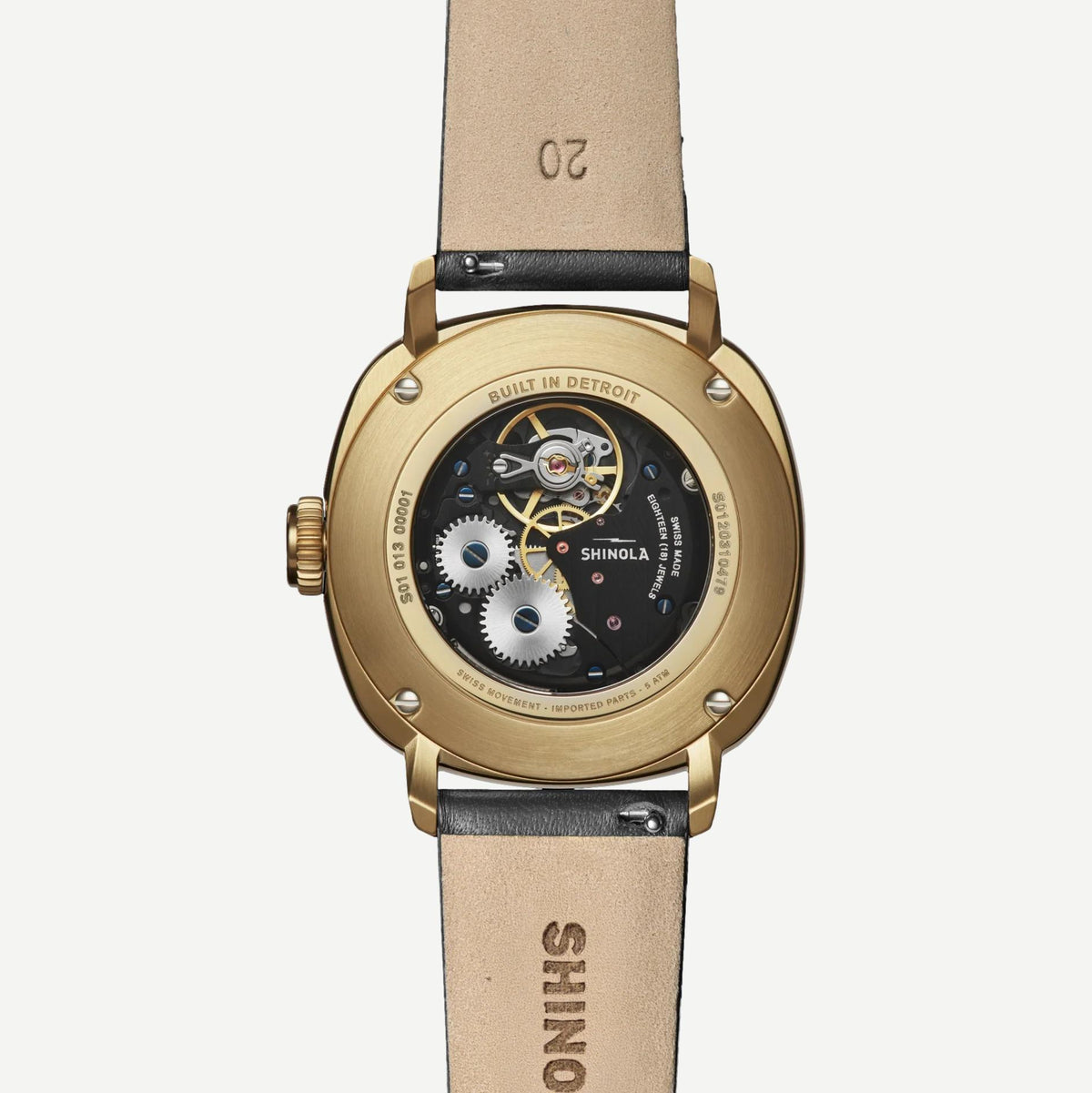 Shinola Mechanic 3H 39mm black leather watch with a black dial and black case