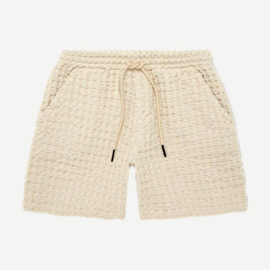 Ecru Porto Waffle Shorts by OAS, casual cotton shorts with a textured waffle pattern, front pockets and relaxed fit.