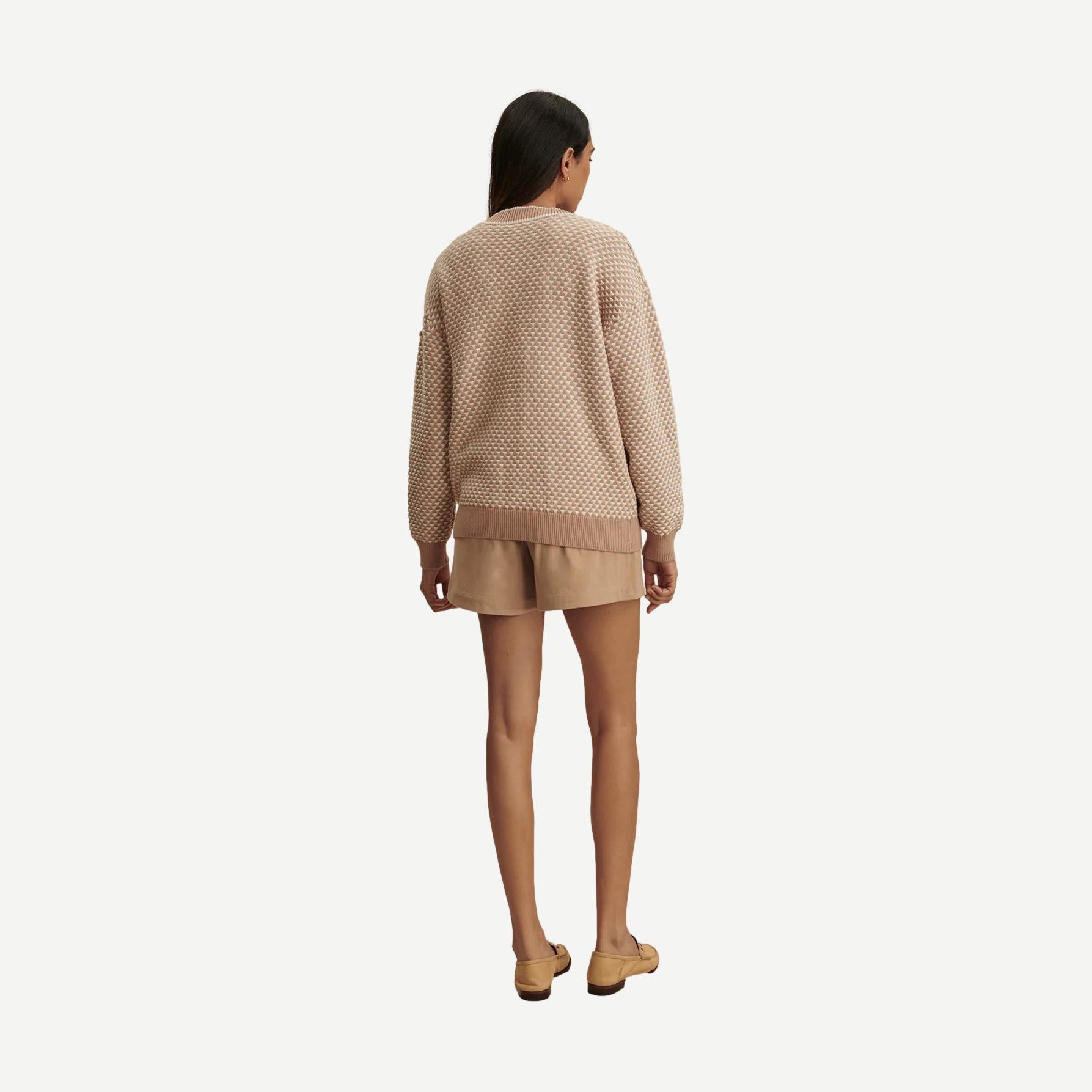 Tarran Stitch Knit Cardigan - Light Taupe - Galvanic.co