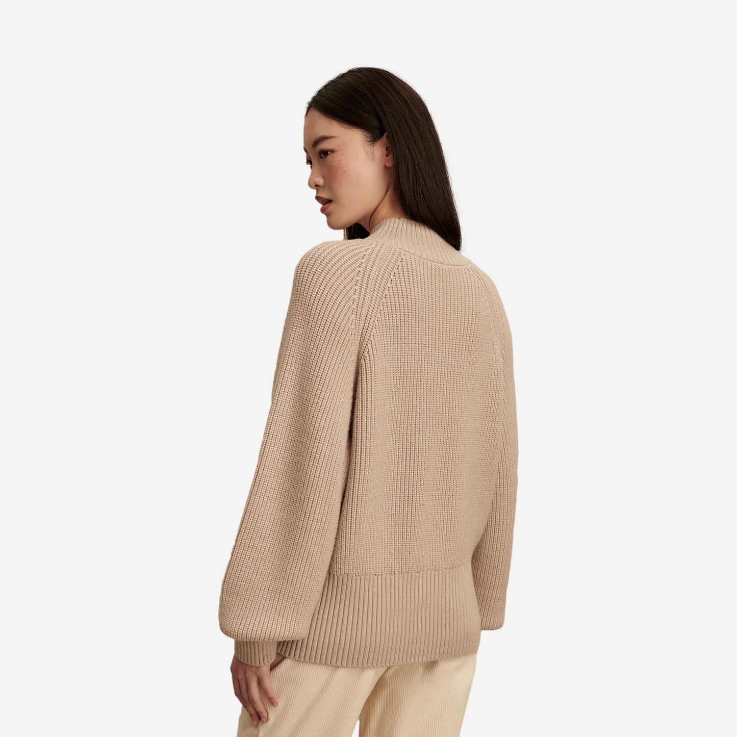 Martina High Neck Rib Knit - Cement - Galvanic.co