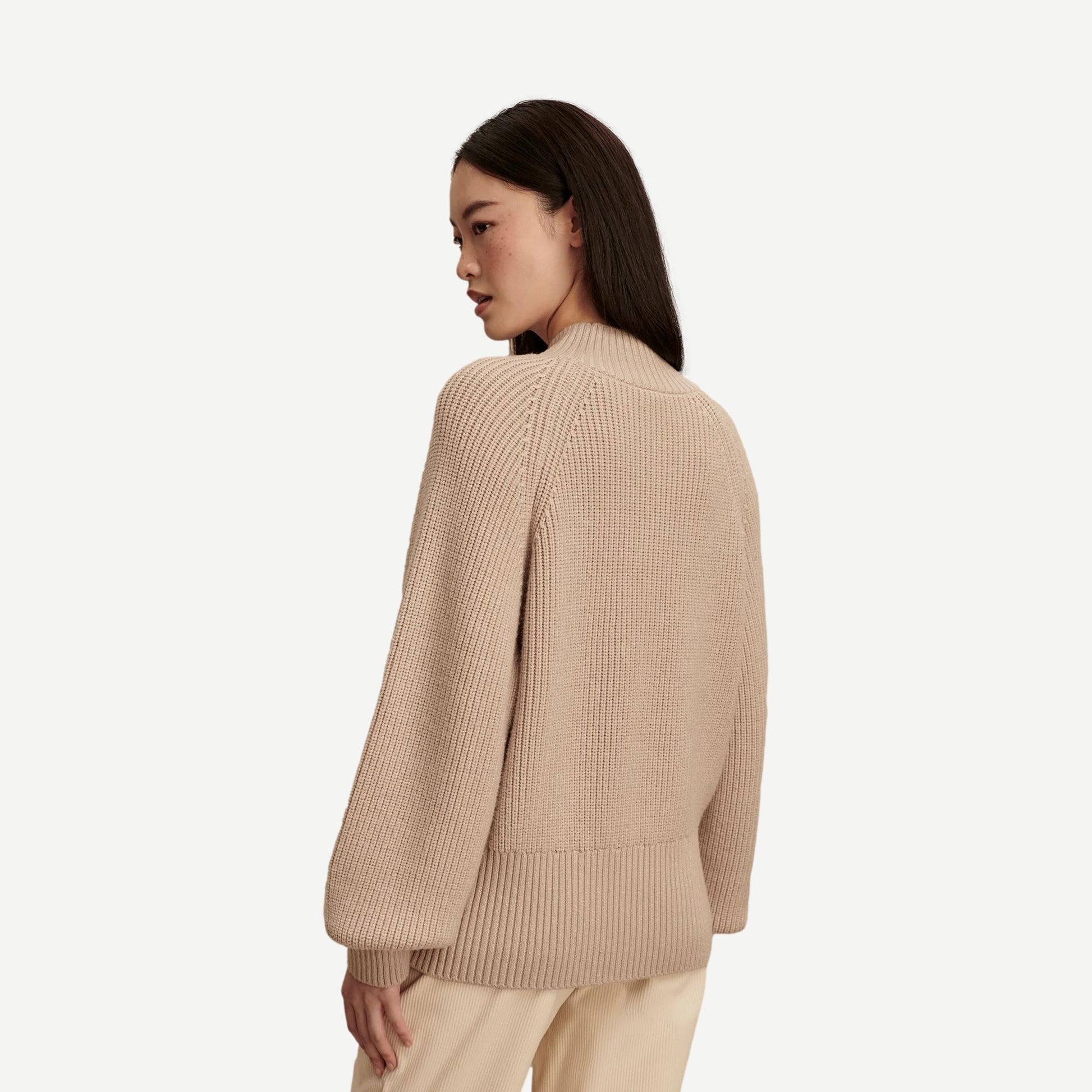 Martina High Neck Rib Knit - Cement - Galvanic.co