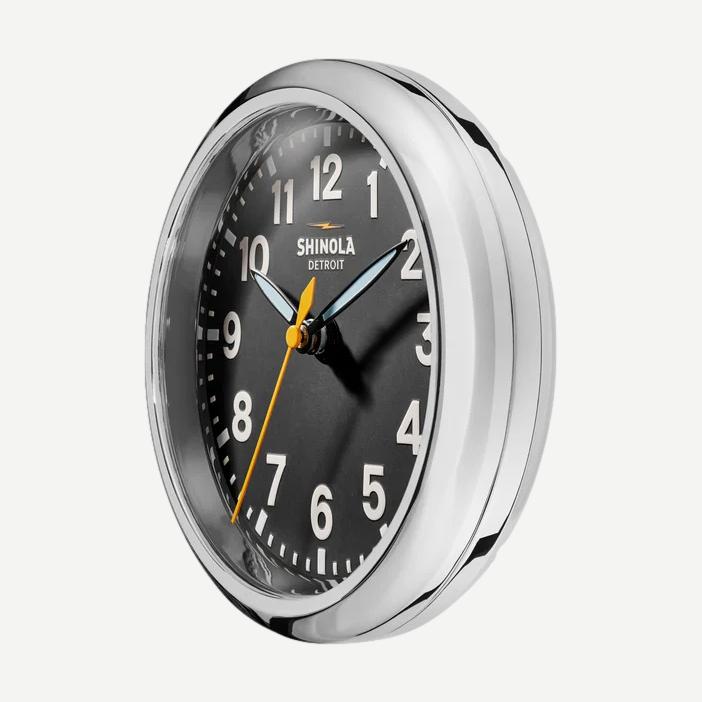 Desk Clock Runwell 6" - Chrome/Black