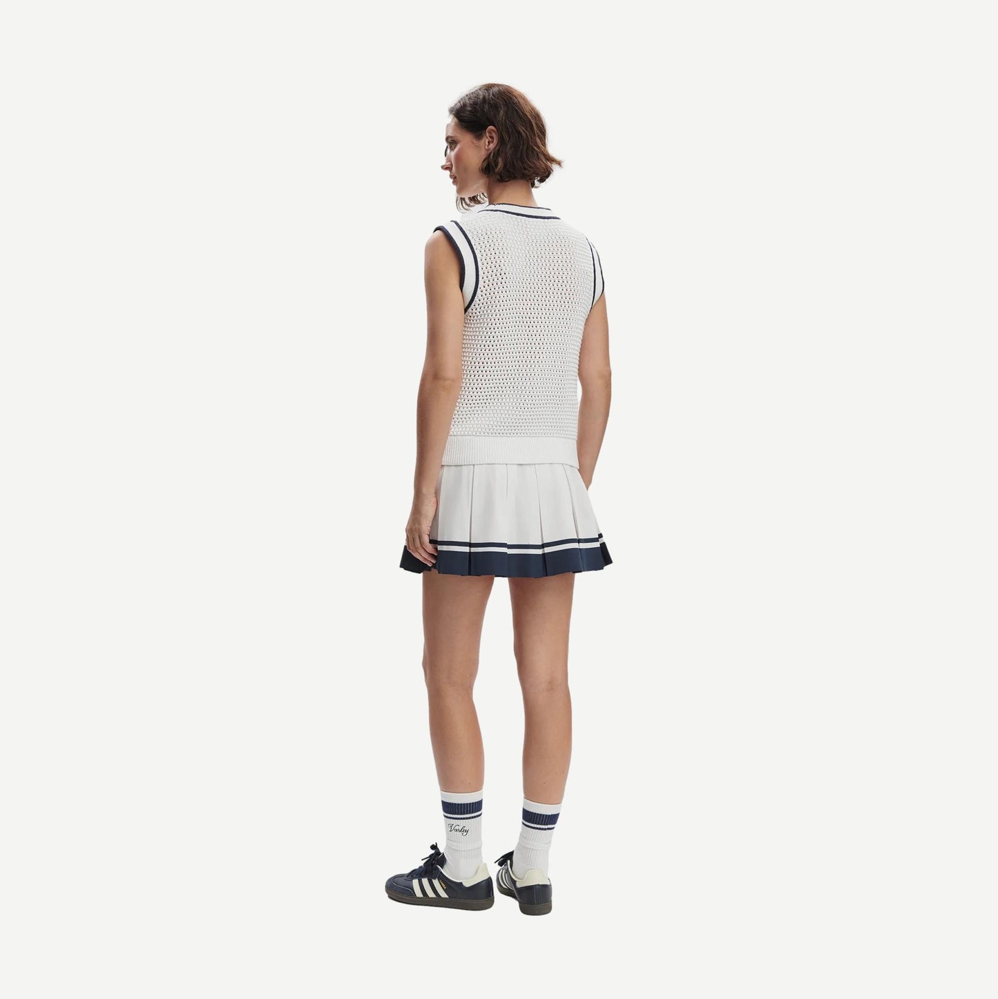 Leilani V-Neck Tank - White/Blue Nights