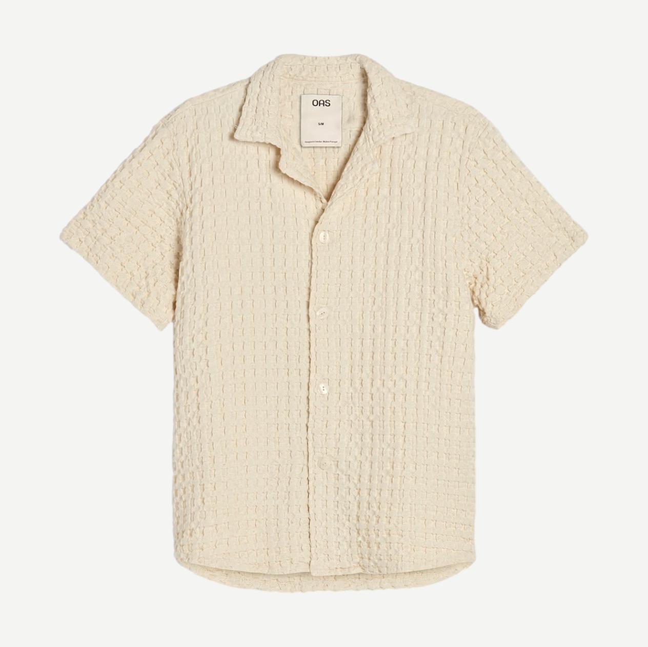Cuba Waffle SS Button Up Shirt - Ecru - Galvanic.co