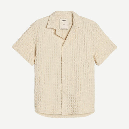 Cuba Waffle SS Button Up Shirt - Ecru - Galvanic.co