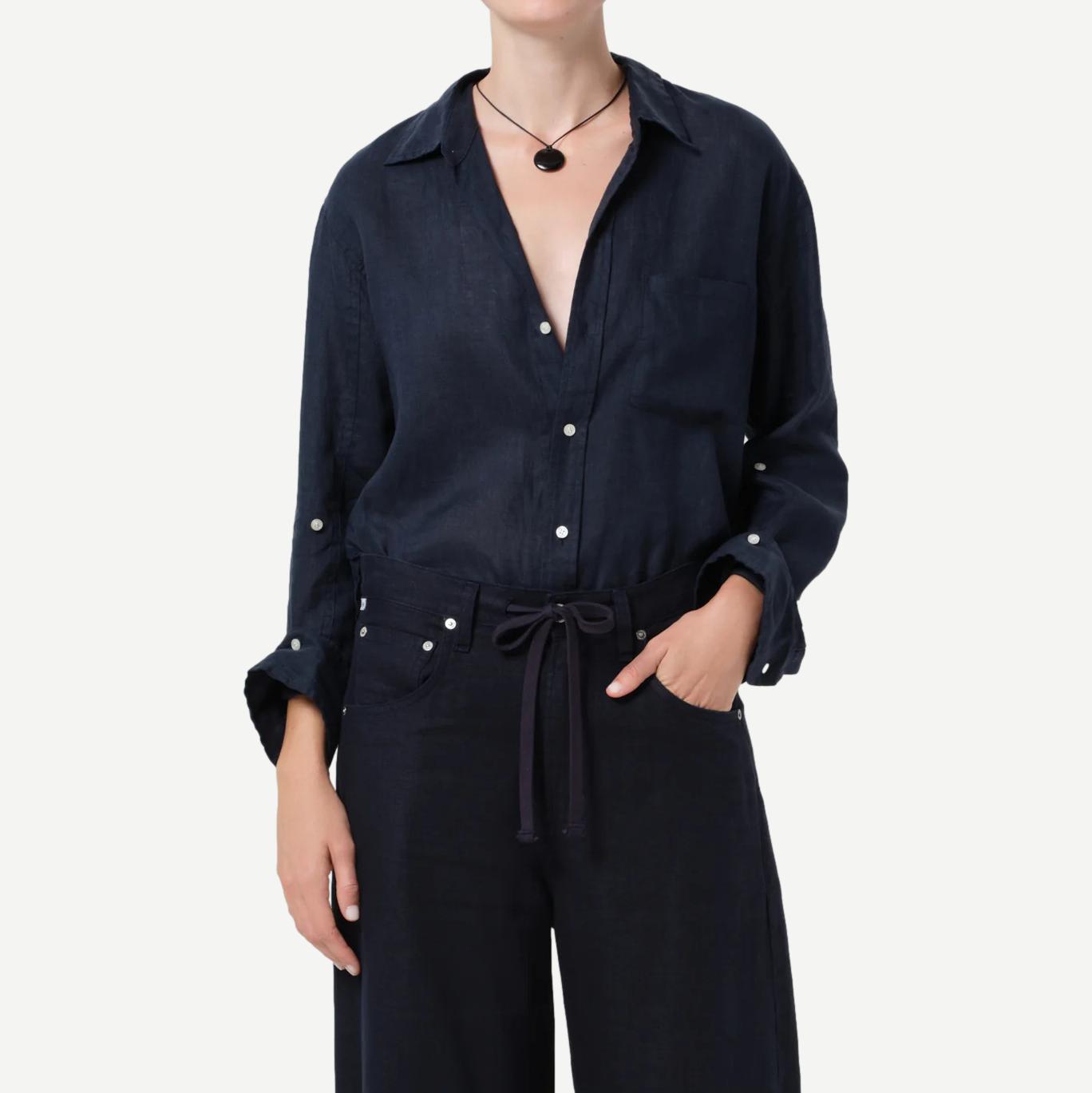 Kayla Shrunken L/S Shirt - True Navy