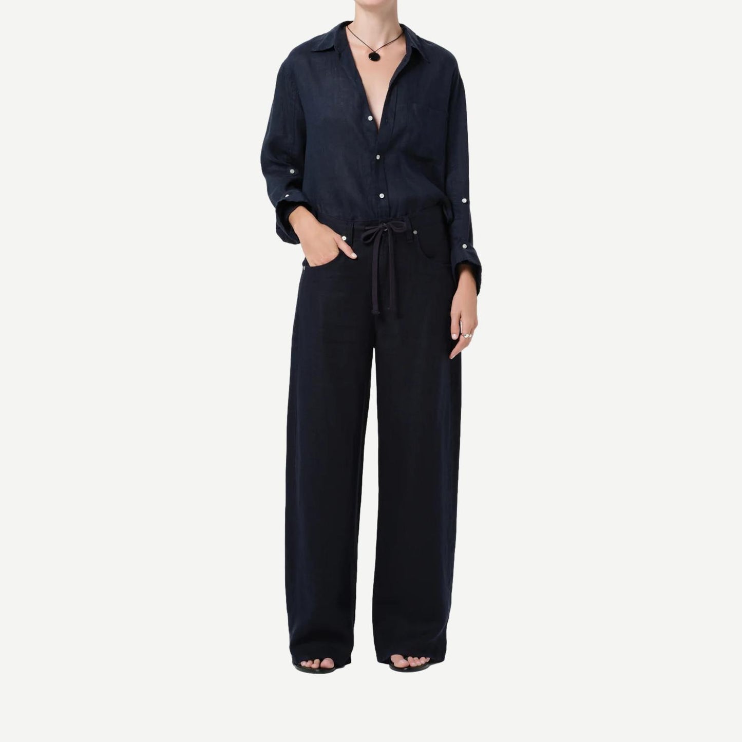 Kayla Shrunken L/S Shirt - True Navy