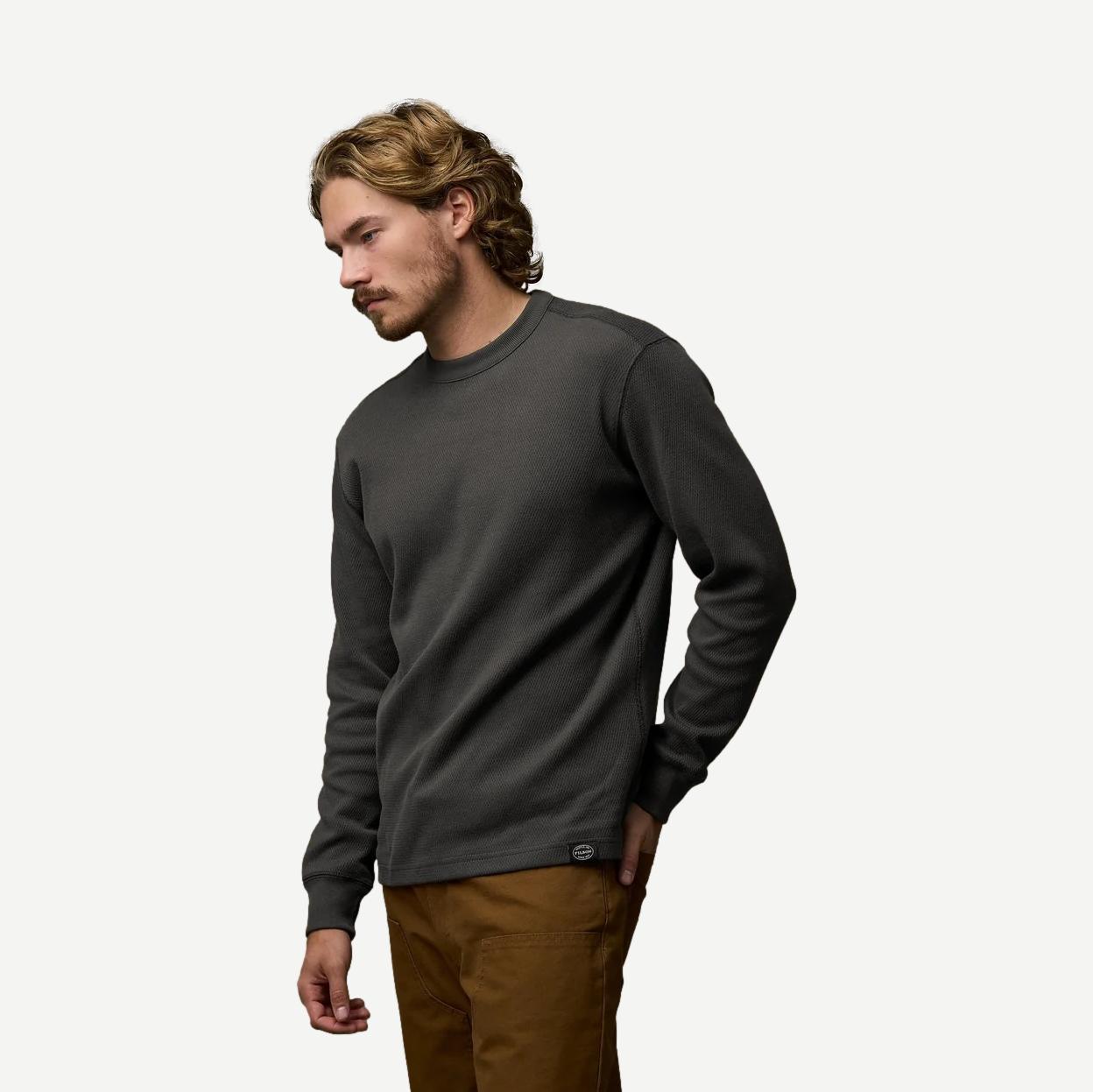 Waffle Knit Thermal L/S Crew - Faded Black
