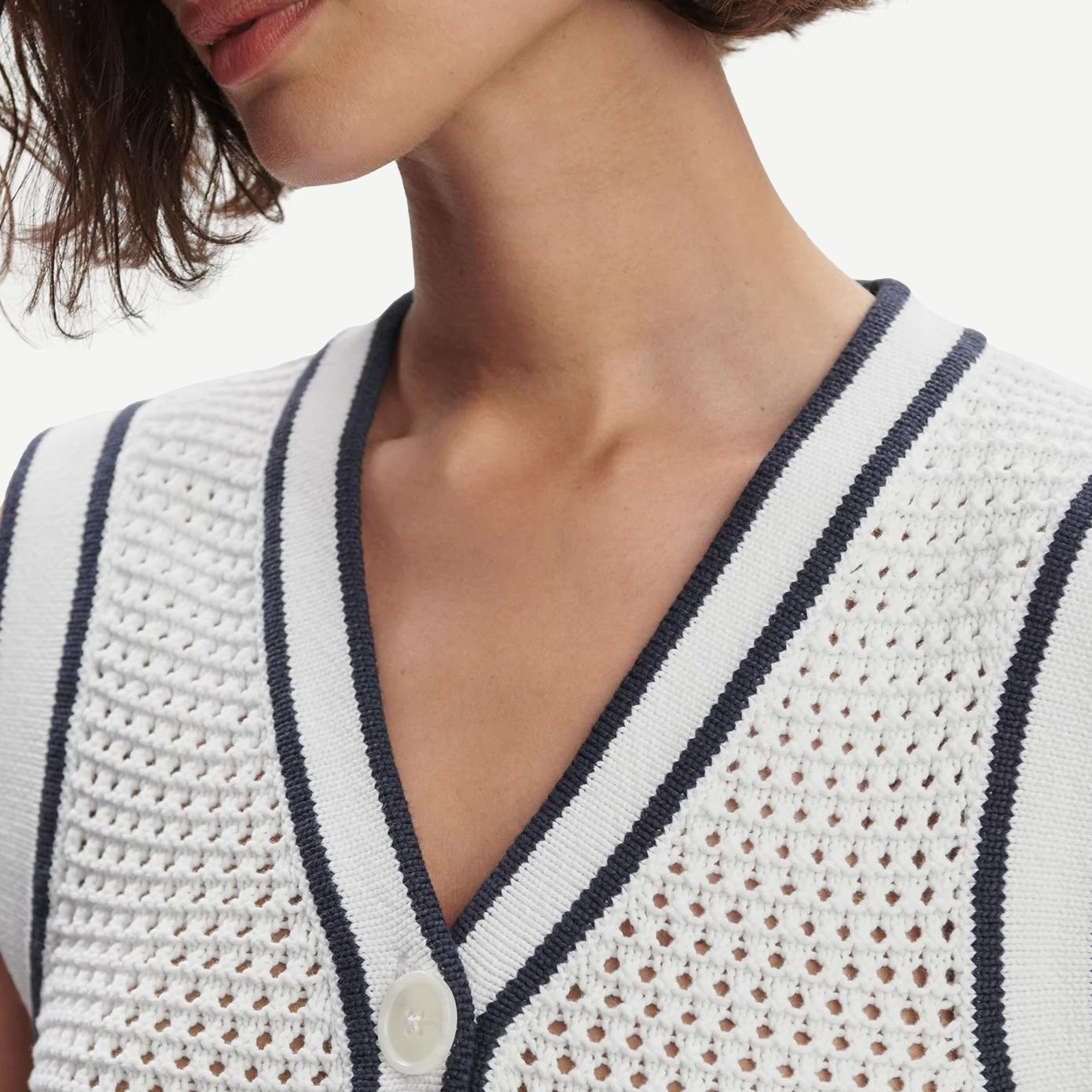 Leilani V-Neck Tank - White/Blue Nights